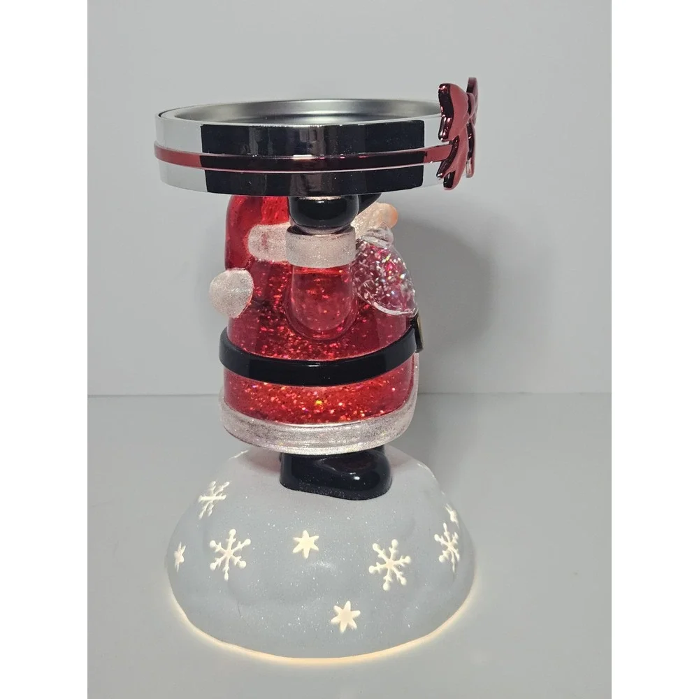 Bath & Body Works 2022 Santa Claus Light Up Water Globe 3 Wick Candle Holder